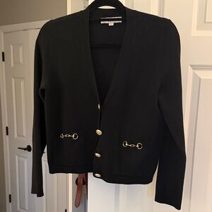 LOFT Black Sweater with Gold Accents